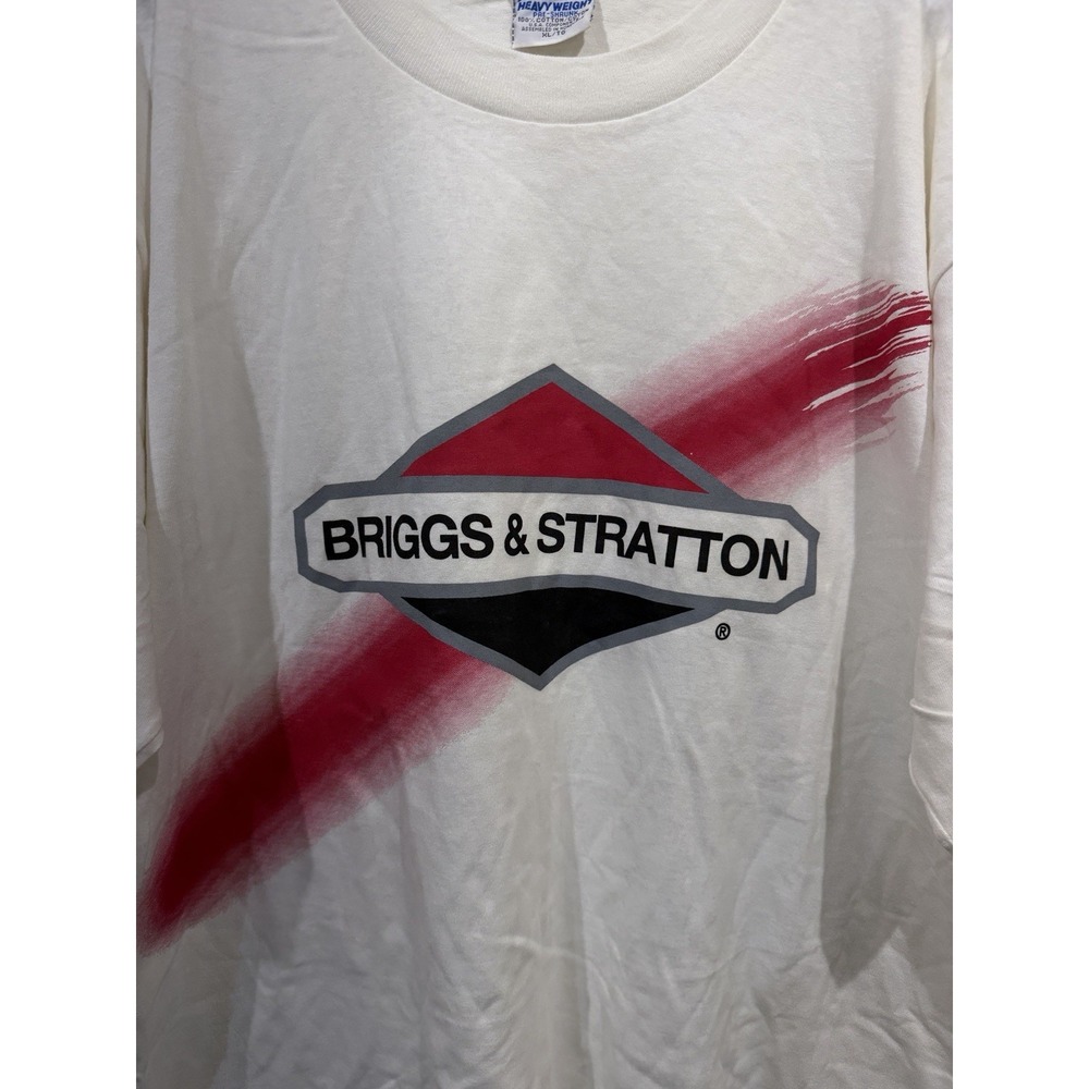 Vintage Briggs & Stratton Logo Advertising T-shirt White Short Sleeve Cotton XL
